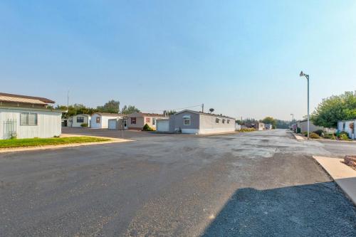 A street in a mobile home park.